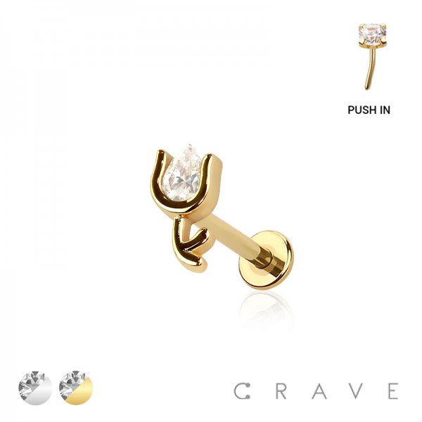 ROSE FLOWER THREADLESS (PUSH IN) 316L SURGICAL STEEL LABRET SET